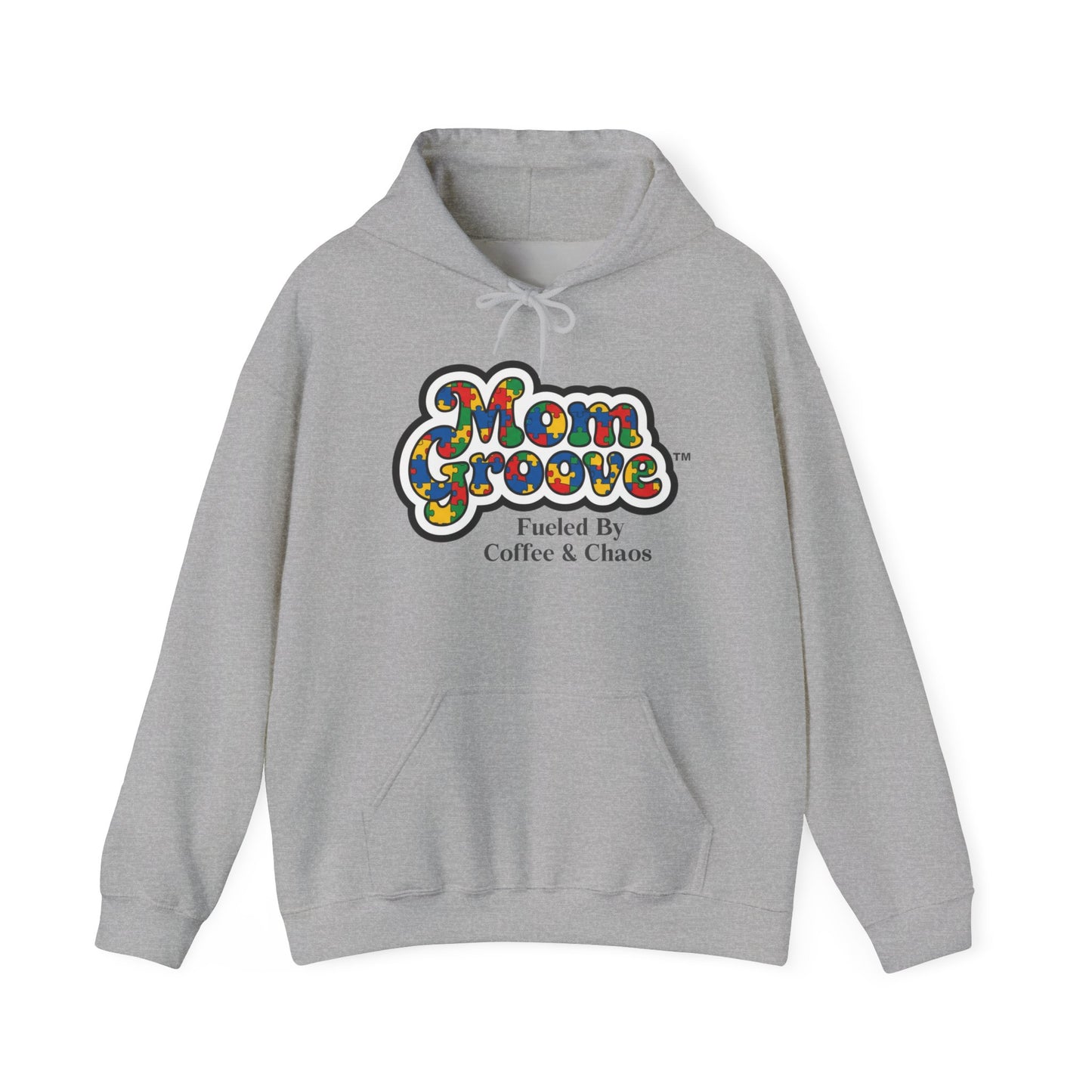 Mom Groove™ Autism Mom Hoodie - Fueled By Coffee & Chaos Puzzle Sweatshirt