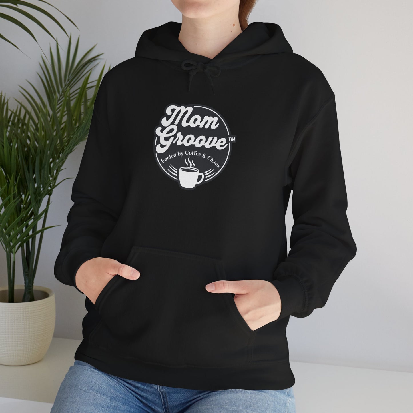 Mom Groove™ Busy Mom Hoodie - Fueled by Coffee & Chaos Sweatshirt