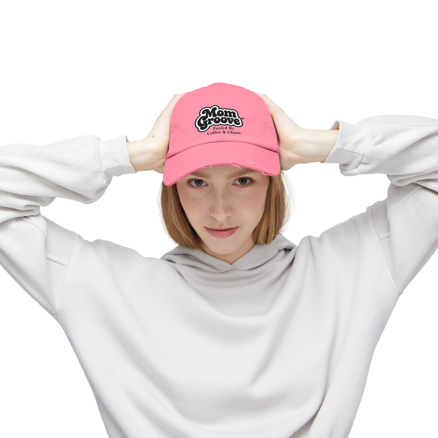Mom Groove™  — Mom Hat Fueled by Coffee & Chaos Vintage Distressed Cap Trucker hat