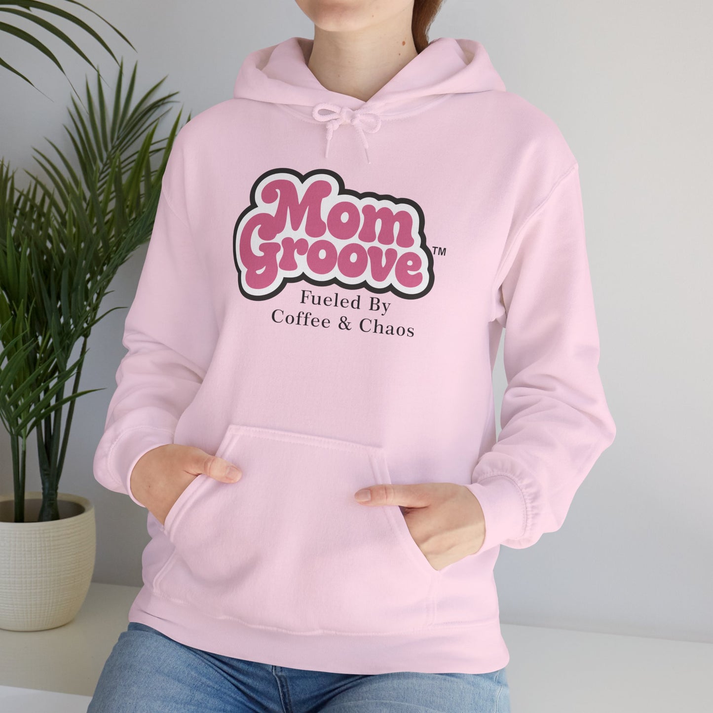 Mom Groove™ Mom Hoodie - Fueled by Coffee & Chaos Cozy Funny Sweatshirt