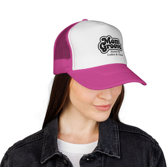 Mom Groove™ Mom Hat - Fueled by Coffee & Chaos Trucker Cap