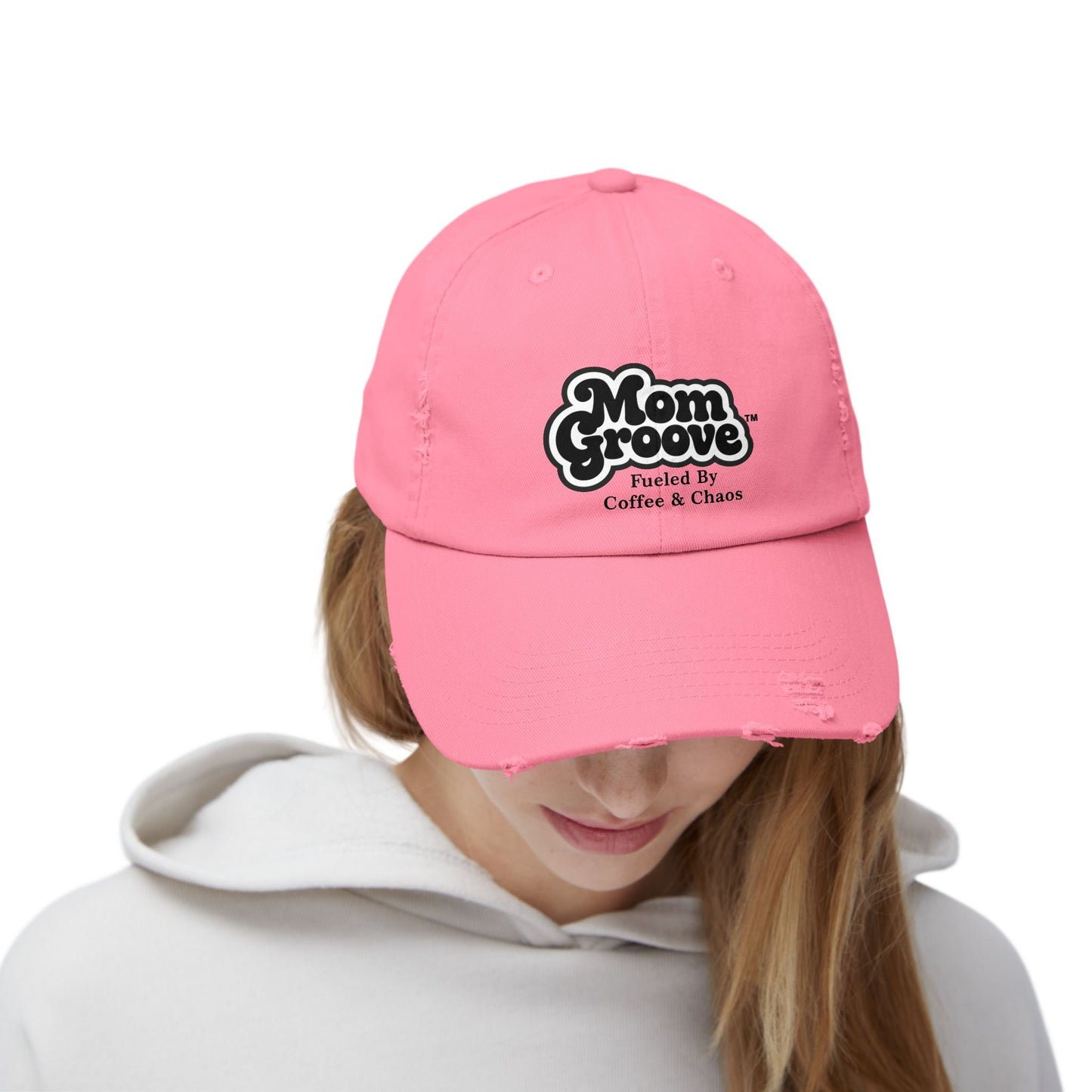 Mom Groove™  — Mom Hat Fueled by Coffee & Chaos Vintage Distressed Cap Trucker hat