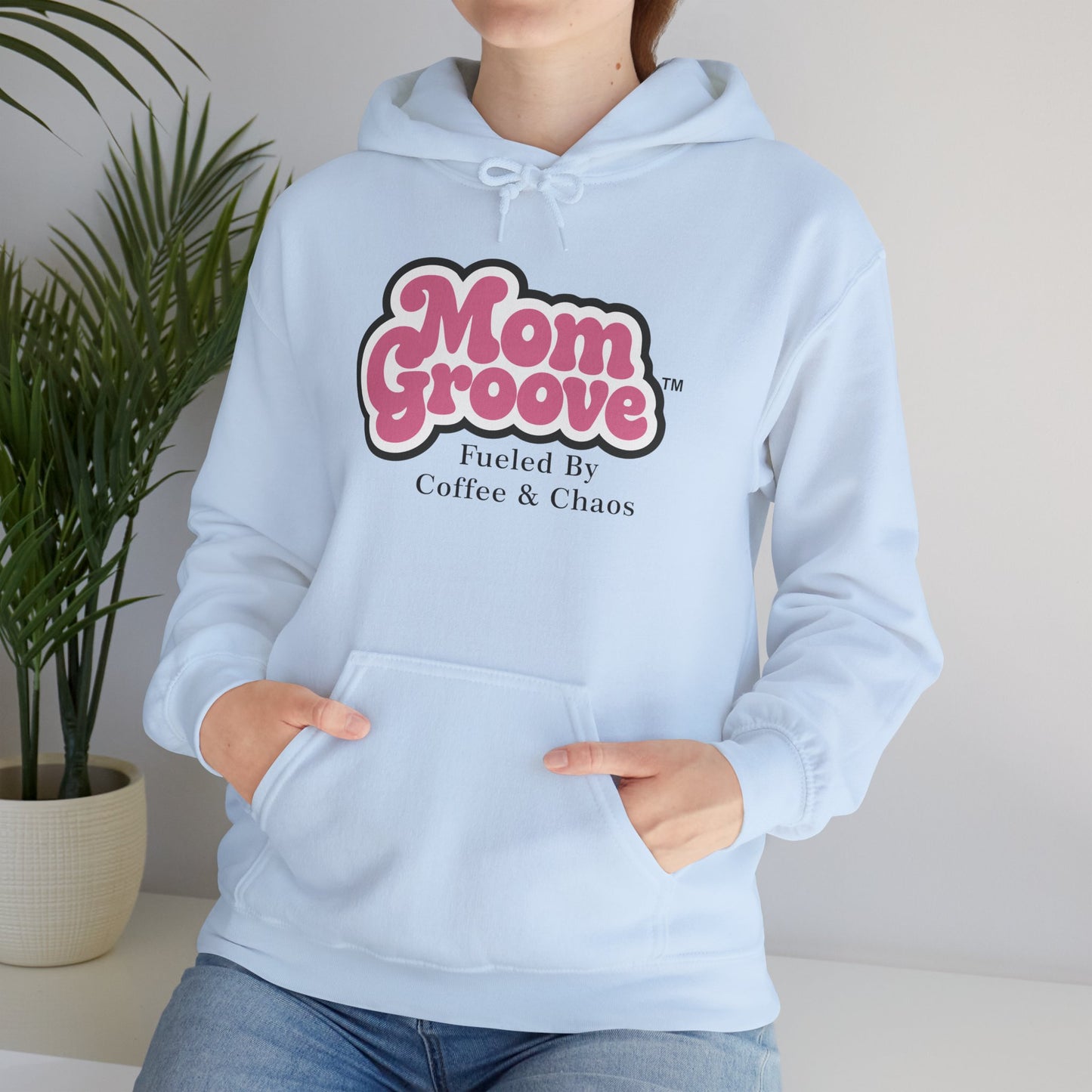 Mom Groove™ Mom Hoodie - Fueled by Coffee & Chaos Cozy Funny Sweatshirt