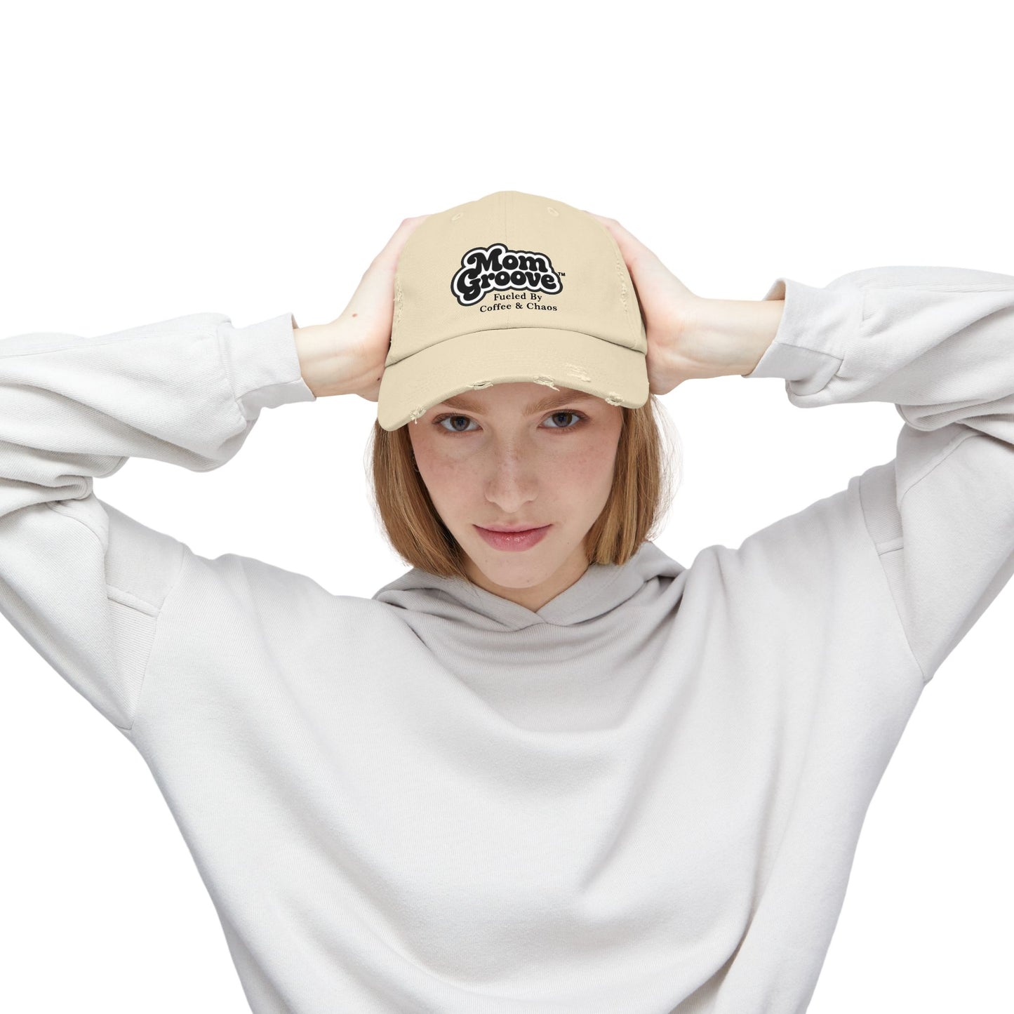 Mom Groove™  — Mom Hat Fueled by Coffee & Chaos Vintage Distressed Cap Trucker hat