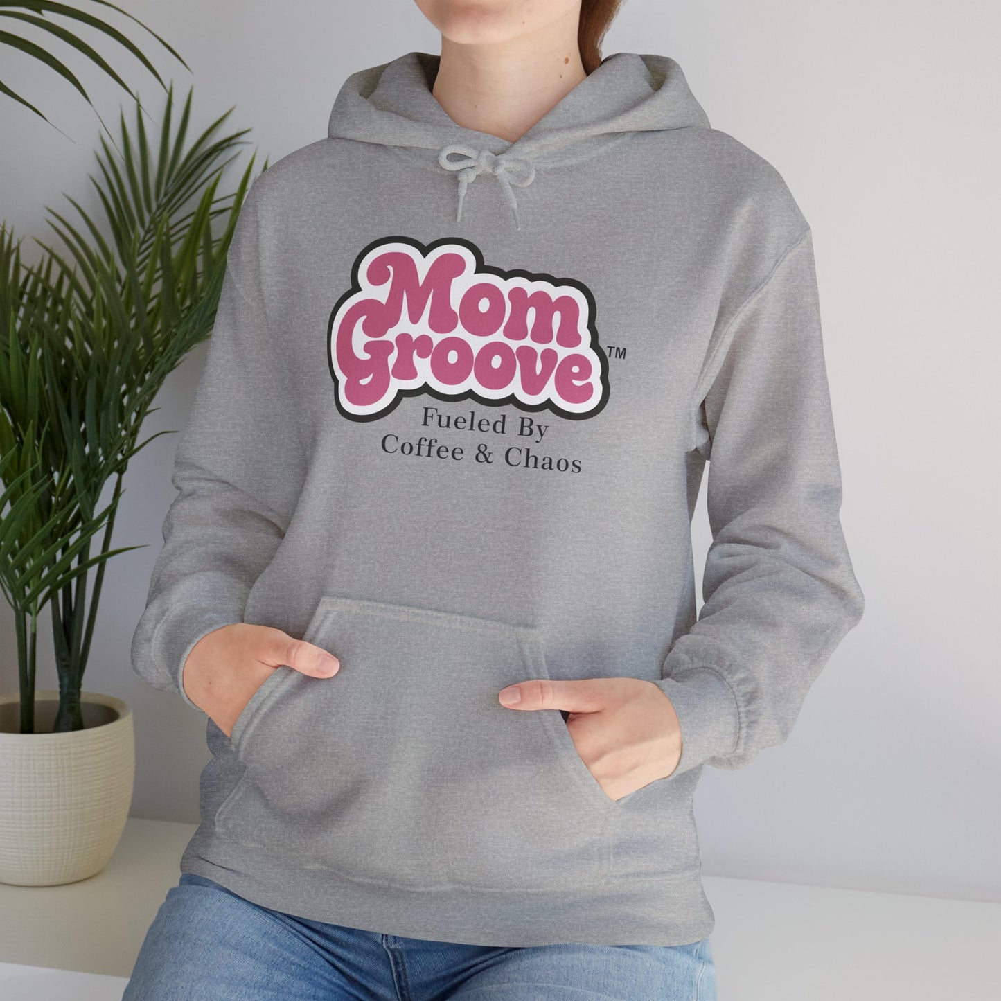 Mom Groove™ Mom Hoodie - Fueled by Coffee & Chaos Cozy Funny Sweatshirt