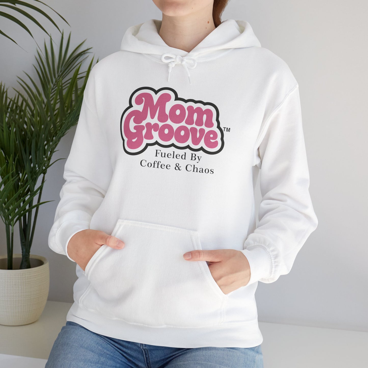 Mom Groove™ Mom Hoodie - Fueled by Coffee & Chaos Cozy Funny Sweatshirt