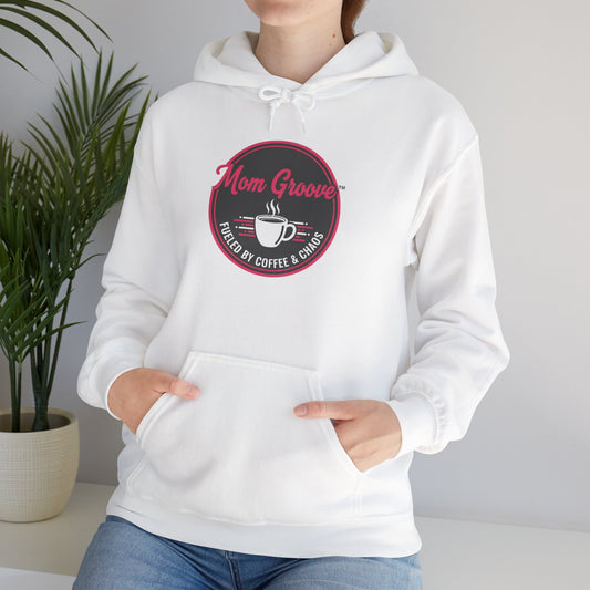 Mom Groove™ Mom Hoodie - Fueled by Coffee & Chaos Funny Busy Mom Sweatshirt