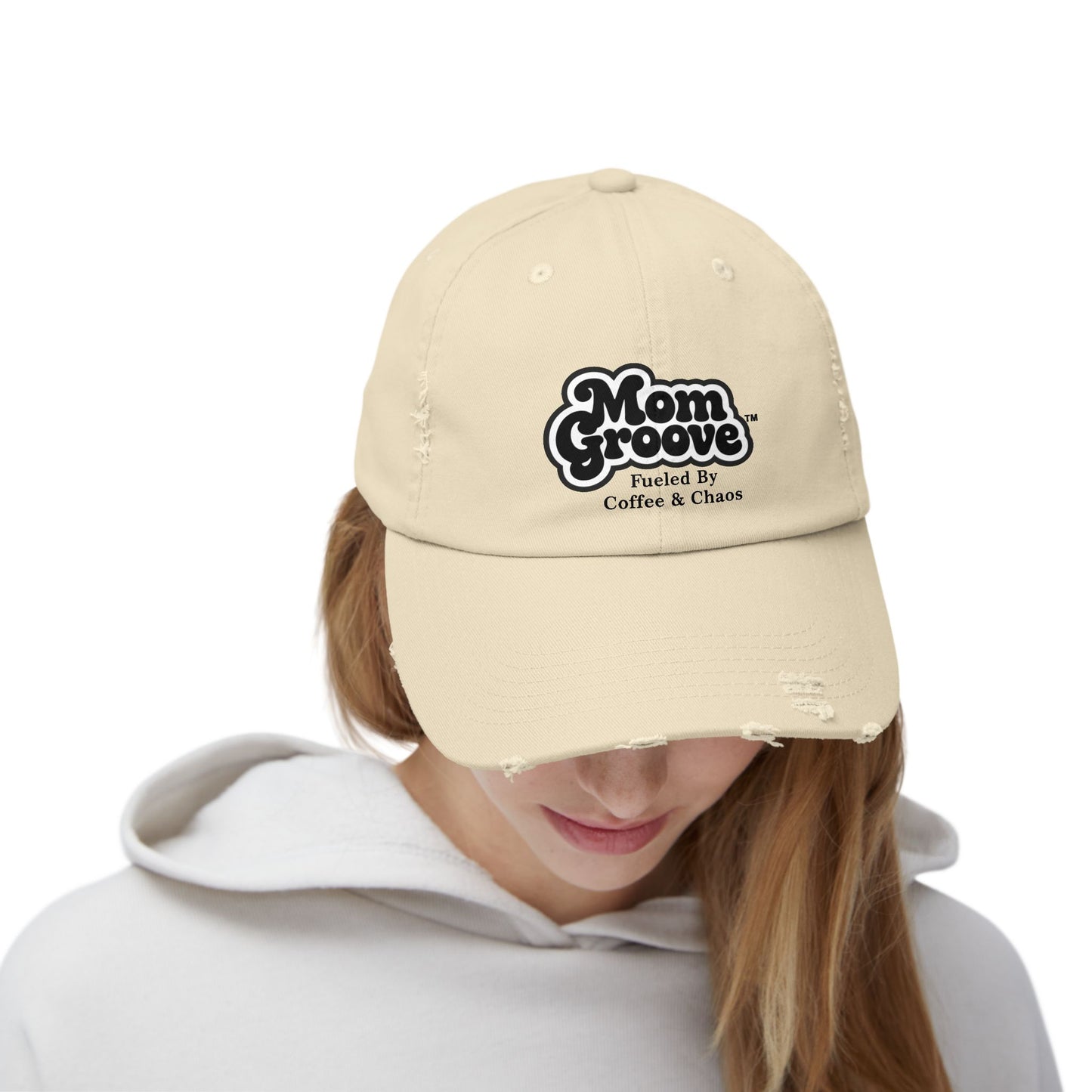 Mom Groove™  — Mom Hat Fueled by Coffee & Chaos Vintage Distressed Cap Trucker hat