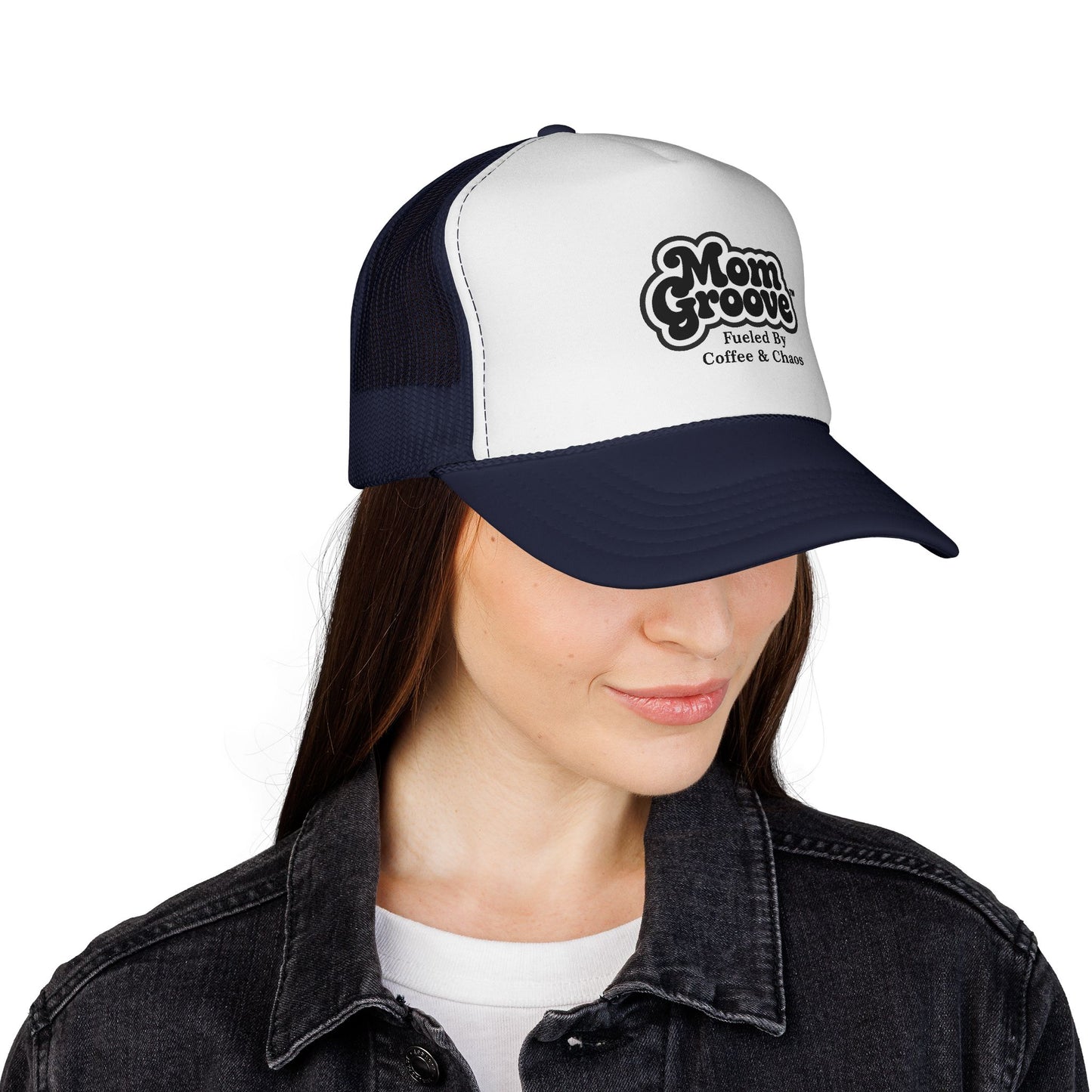 Mom Groove™ Mom Hat - Fueled by Coffee & Chaos Trucker Cap