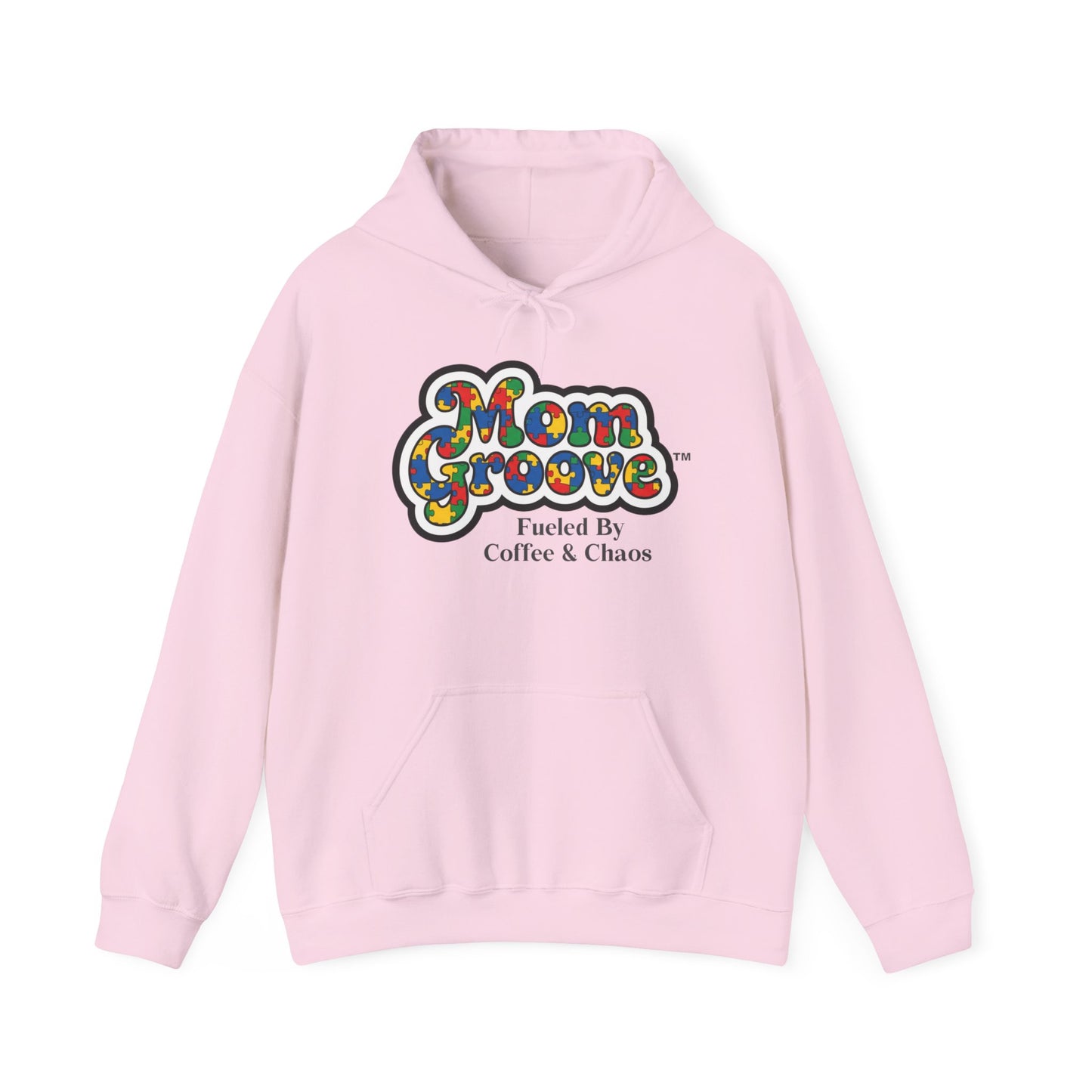Mom Groove™ Autism Mom Hoodie - Fueled By Coffee & Chaos Puzzle Sweatshirt