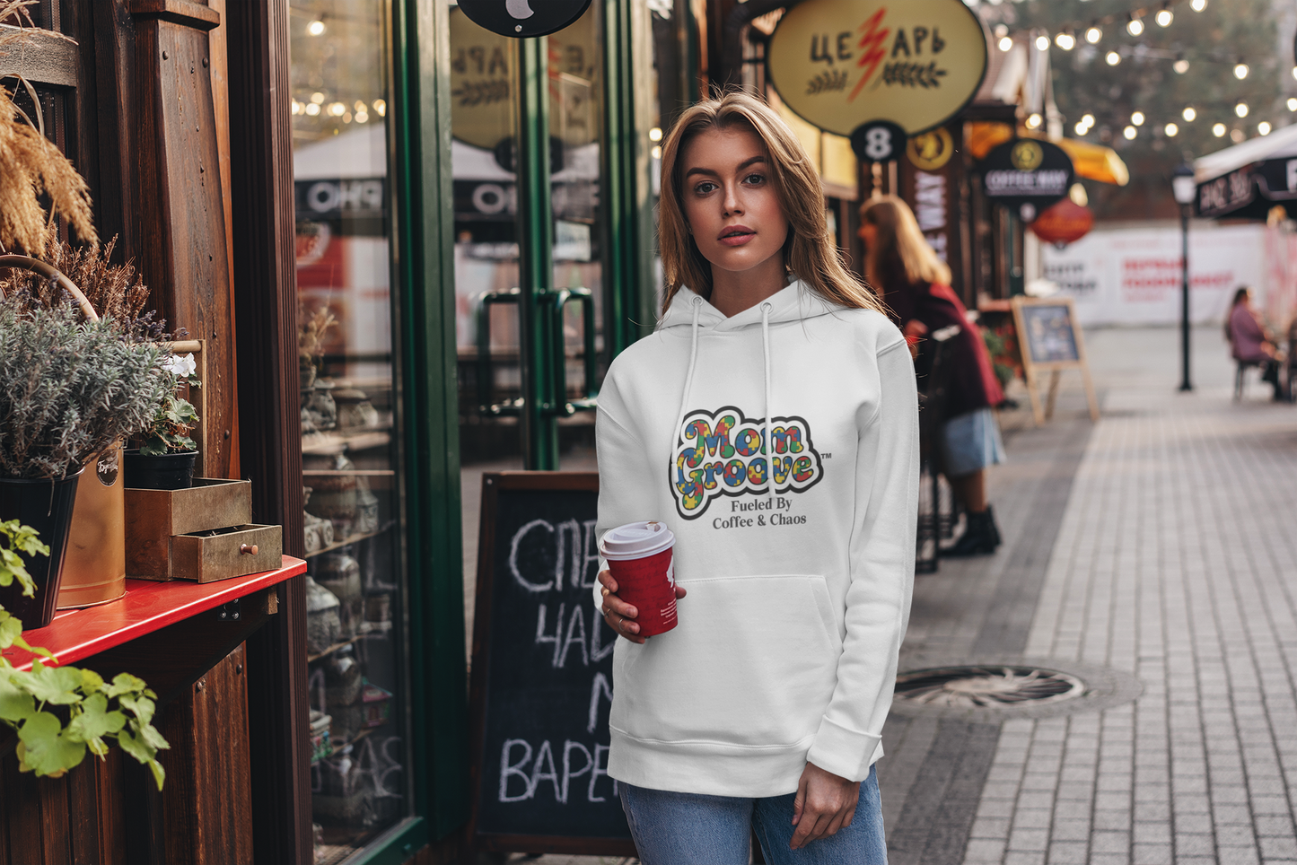 Mom Groove™ Autism Mom Hoodie - Fueled By Coffee & Chaos Puzzle Sweatshirt