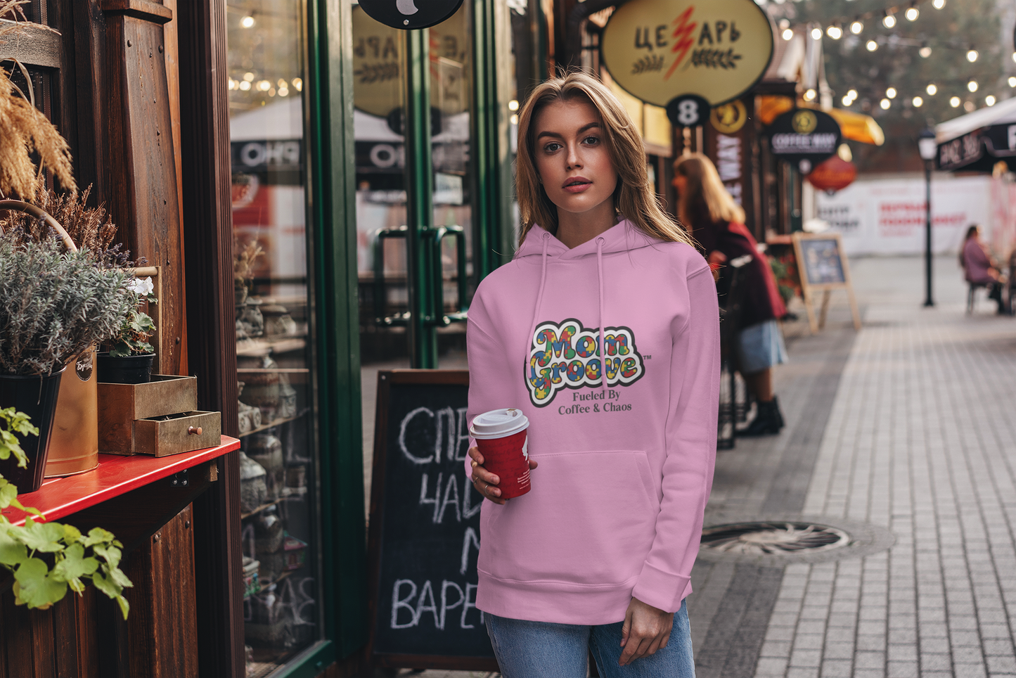 Mom Groove™ Autism Mom Hoodie - Fueled By Coffee & Chaos Puzzle Sweatshirt